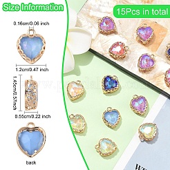 15 шт. стеклянные подвески в форме сердца k9&nbsp;GLAA-YW0004-59