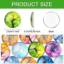 15 шт. полукруглые стеклянные кабошоны с плоским основанием и узором «дерево» для проектов своими руками&nbsp;GGLA-YW0001-20