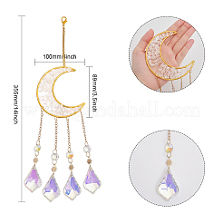 Подвесной лунный ловец солнца с каплевидными стеклянными призмами для окон HJEW-PH01733-02