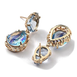 Серьги-гвоздики из светло-золотой латуни&nbsp;EJEW-Q800-43KCG