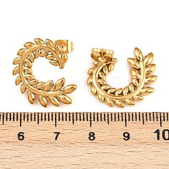 Серьги-гвоздики в форме листа из нержавеющей стали 304&nbsp;EJEW-I320-07G