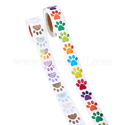 2 рулон 2-цветных бумажных наклеек с отпечатками собачьих лап&nbsp;DIY-TA0011-56