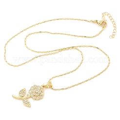 Ожерелья с подвеской из латуни с микропаве и прозрачным кубическим цирконием для женщин&nbsp;LS-NJEW-M084-02G-01