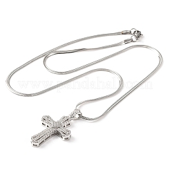 Ожерелья-крестики из латуни с прозрачным фианитом и прозрачным фианитом&nbsp;NJEW-K273-03P