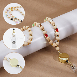 2 шт. 2-х цветная деревянная выдвижная катушка для значков с цепями&nbsp;HJEW-FH00205