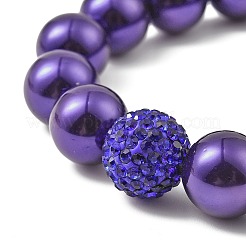 Круглые жемчужные бусины-ракушки эластичные браслеты для женщин&nbsp;BJEW-XCP0002-07