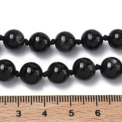 Нити из натуральных черных серебряных яшмовых бусин&nbsp;G-L650-K01-01