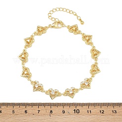 Латунные браслеты-цепочки с микропаве из прозрачных кубических цирконий для женщин&nbsp;BJEW-A090-09C-G