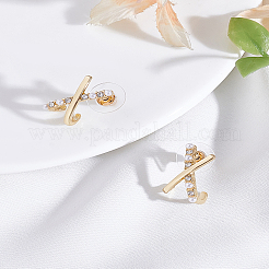 1 пара серег-гвоздиков из сплава в форме буквы X со стразами&nbsp;EJEW-LP0003-57
