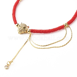 Браслет с леопардовым принтом и цепочкой из латуни с микропаве кубическим цирконием для девочек и женщин&nbsp;BJEW-JB06979