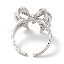 Открытые манжеты из латуни с бантом и микро-паве с прозрачным цирконием для женщин&nbsp;LS-RJEW-C098-11P