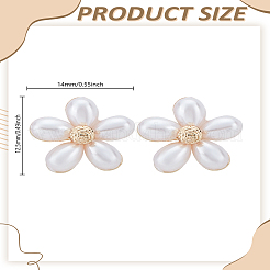 1 пара сережек-гвоздиков из пластикового сплава с имитацией жемчуга в виде цветка&nbsp;EJEW-LP0008-021