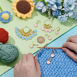 20 шт. плоские круглые с эмалированными подвесками-маркерами для фиксации стежков № 0~9&nbsp;HJEW-WH00161