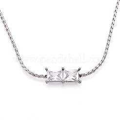 Ожерелья из прямоугольной цепочки из нержавеющей стали 304 с кристаллами и стразами&nbsp;NJEW-T016-07S