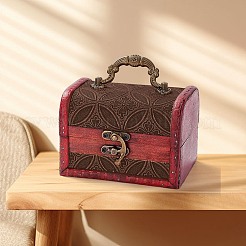 Вырезанная полая 1шт винтажная деревянная шкатулка для украшений&nbsp;AJEW-CL0001-12A