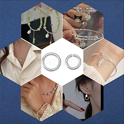 60 шт. 2 стиля 925 открытых соединительных кольца из стерлингового серебра&nbsp;STER-BBC0006-21