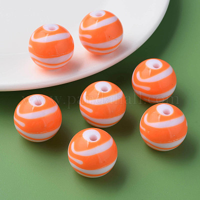 Непрозрачные полосатые акриловые бусины&nbsp;MACR-S373-27C-04-1