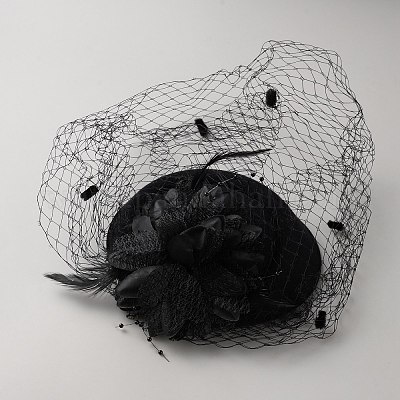 Женская шляпа с перьями для украшения вечеринки&nbsp;AJEW-WH0650-72-1