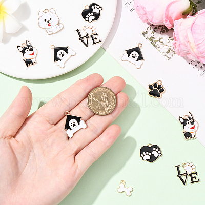 32 шт. 8 стиля подвески с отпечатками лап из сплава и эмали&nbsp;ENAM-SC0007-29-1