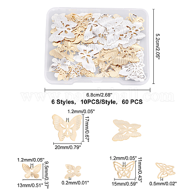 60шт 6 стильные латунные подвески&nbsp;KK-FH0002-97-1
