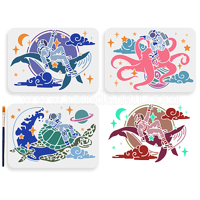 1 набор трафаретов для рисования морских животных DIY-MA0004-85-1
