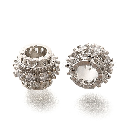 Реечное покрытие латунь микро паве прозрачный кубический цирконий европейские бусины KK-H508-13P-1