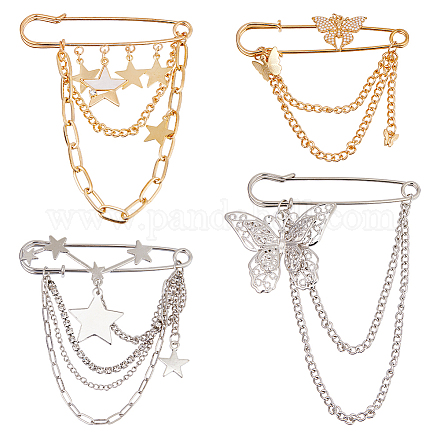 4 шт. 4 стиля броши из сплава акрила с подвесной цепочкой JEWB-FH0002-22-1