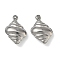 304 Stainless Steel Pendants, Shell Shape, 19x12.5x5mm, Hole: 1.2mm