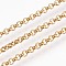 Ion Plating(IP) Handmade 304 Stainless Steel Rolo Chains, Unwelded, with Spool, Golden, 2.5x1mm, about 32.8 Feet(10m)/roll