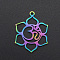 Ion Plating(IP) 201 Stainless Steel Pendants, Aum/Om Symbol, Laser Cut, Rainbow Color, 24.5x19x1mm, Hole: 1.6mm