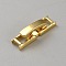 Brass Fold Over Clasps, Long-Lasting Plated, Real 18K Gold Plated, 16x4.5x4.5mm