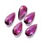 Glass Rhinestone Pendants, Faceted, Teardrop, Fuchsia, 23.5x12x6.5mm, Hole: 1.5mm