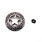 1-Hole Alloy Decorative Rivets, with Screw, Flat Round with Star, for DIY Shirts, Jeans and Clothes Handcraft Garment Accessories, Platinum, 28.6x6mm, Hole: 2.5mm