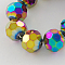 Electroplate Glass Bead Strands, Faceted, Round, Rainbow Plated, 8x7mm, Hole: 1mm, about 64~67pcs/strand, 18.50~19.69 inch(47~50cm)