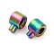 Ion Plating(IP) 304 Stainless Steel Crimp Beads, Column, Rainbow Color, 4x3x2.5mm, Hole: 0.8mm