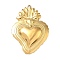304 Stainless Steel Pendants, Heart Charm, Ion Plating(IP), Real 18K Gold Plated, 34x24x5mm, Hole: 1.4mm