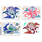 1 Set Sea Animals PET Hollow Out Drawing Painting Stencils, for DIY Scrapbook, Photo Album, with 1Pc Art Paint Brushes, Mixed Shapes, 210x297mm, 3pcs/set