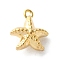 Brass Charms, Cadmium Free & Nickel Free & Lead Free, Starfish, Real 18K Gold Plated, 10x9x5mm, Hole: 1mm