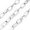 Aluminium Cable Chains, Unwelded, with Spool, Platinum, 15x8x2mm, about 65.62 Feet(20m)/Roll