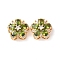 Brass Micro Pave Cubic Zirconia Beads, with Glass, Flower, Nickel Free, Real 18K Gold Plated, Green, 16.5x7.5mm, Hole: 1.4mm