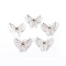 Brass Pendants, with Rhinestone, Butterfly, Silver Color Plated, 27x35x7.5mm, Hole: 1.2mm