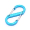 Platinum Aluminium Alloy Locking Carabiner Keychain, Dual Spring Wire Gate Snap Hooks, 8 Shape, Deep Sky Blue, 88x38x9mm, Inner Diameter: 48x27mm