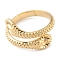 304 Stainless Steel Snake Open Cuff Rings, Real 14K Gold Plated, Inner Diameter: 18mm