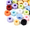 Rubberized Opaque Acrylic Beads, Hexagon, Mixed Color, 8x9x5mm, Hole: 3.7mm