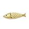304 Stainless Steel Pendants, Fish, with Rhinestone, Golden, 50x14.5x7mm, Hole: 1mm