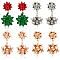 4 Pairs 4 Colors Christmas Star Alloy Dangle Stud Earrings for Women, Mixed Color, 43.5x21.8mm, Pin: 0.8mm, 1 Pair/color