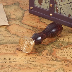 Поделки письмо записки латунь сургучная печать штампы и деревянная ручка&nbsp;AJEW-P068-B02