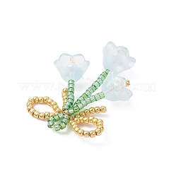 Бант из стеклянных бисера с подвесками-цветами&nbsp;PALLOY-MZ01129-04