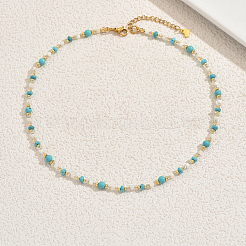 Простые ожерелья из синтетической бирюзы и натуральных ракушек в форме ронделей для женщин&nbsp;BW4338