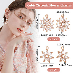 12шт 2 стиля латунные микропаве прозрачные кубические подвески из циркония&nbsp;KK-BBC0005-71